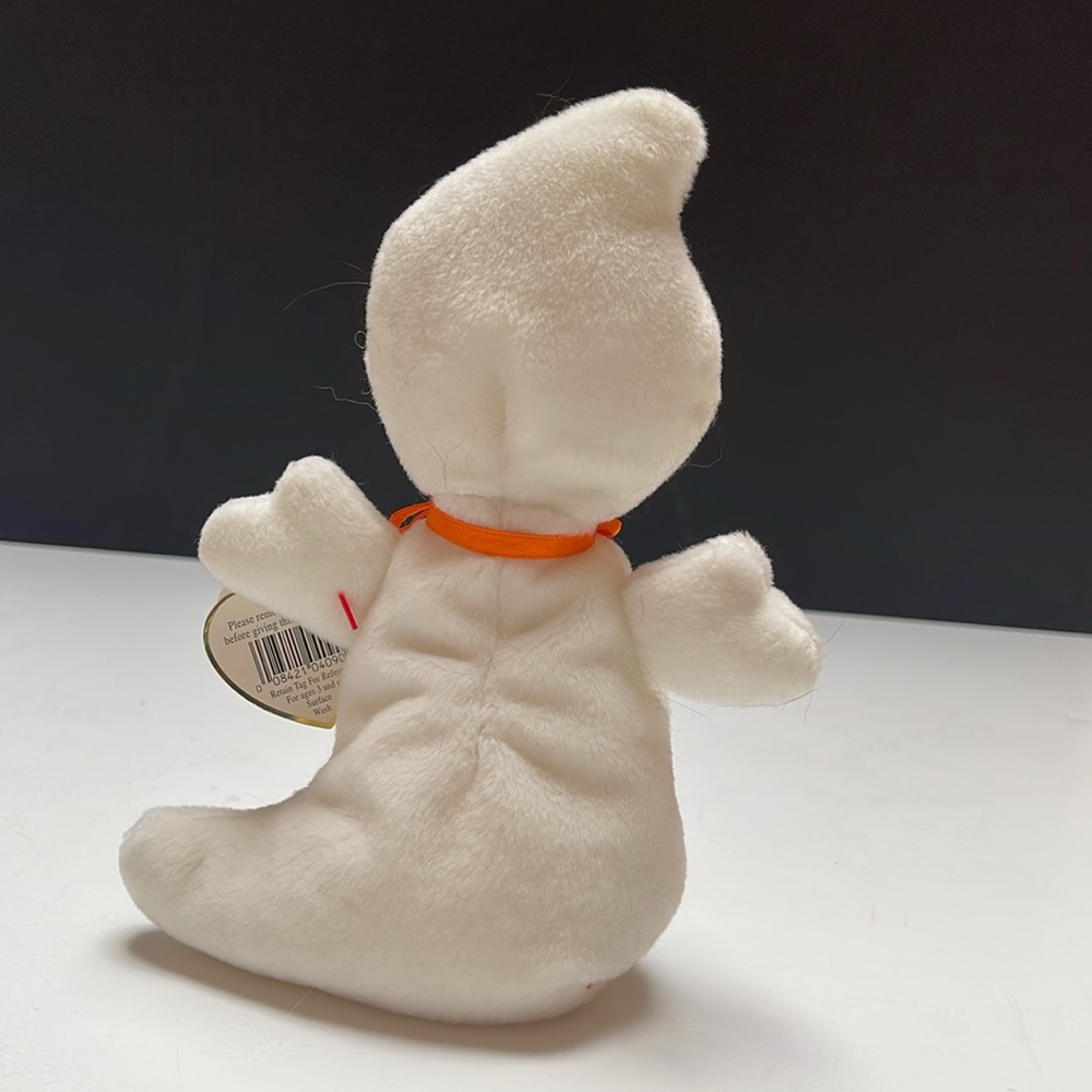 🐸 Ty Beanie Babies SPOOKY the White Ghost Plush - pellet filling - Picture 3 of 9